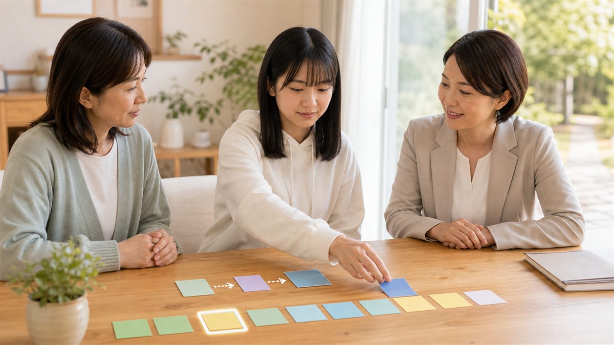 戻る場所と再開の順番を確認し本人が最小の一歩を選ぶ親子