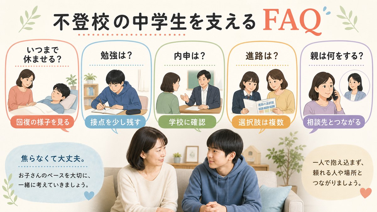 中学生の不登校と高校進学について相談員に質問する保護者