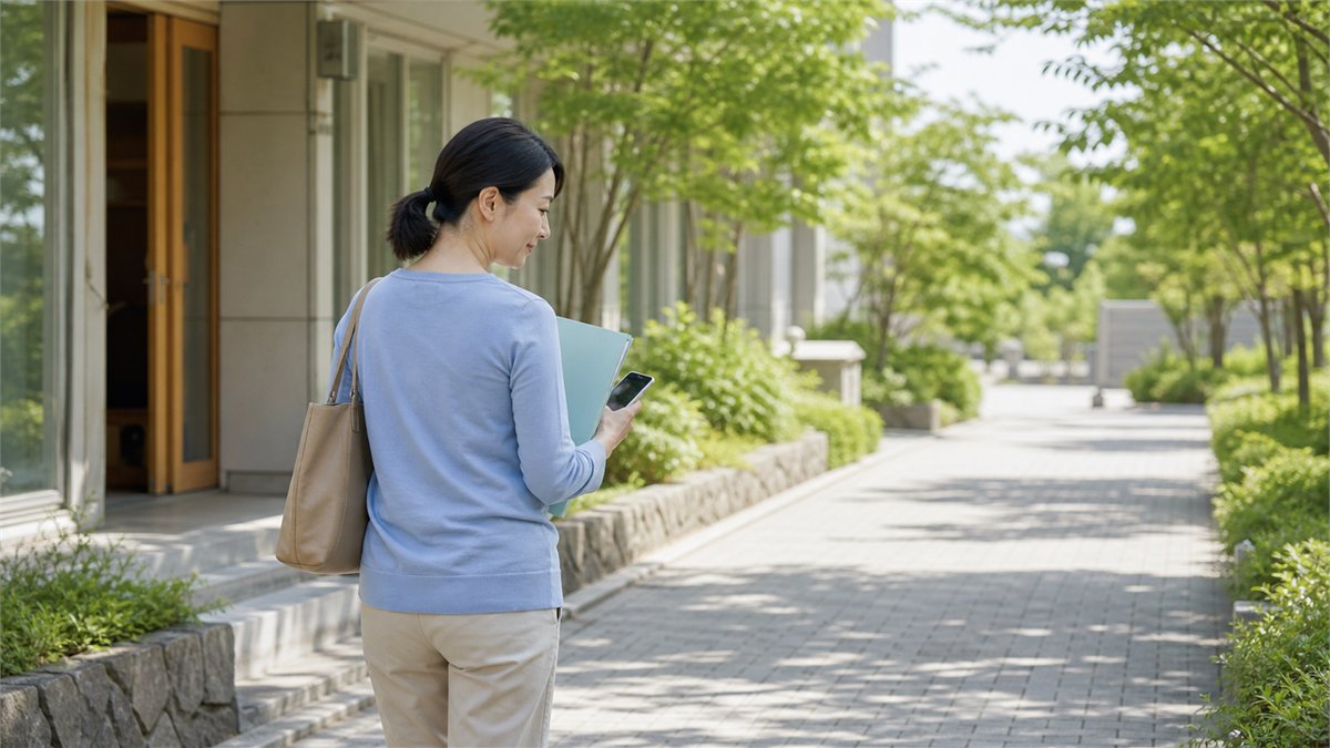 教育相談を終えて連絡先と資料を手に次の一歩を考える保護者