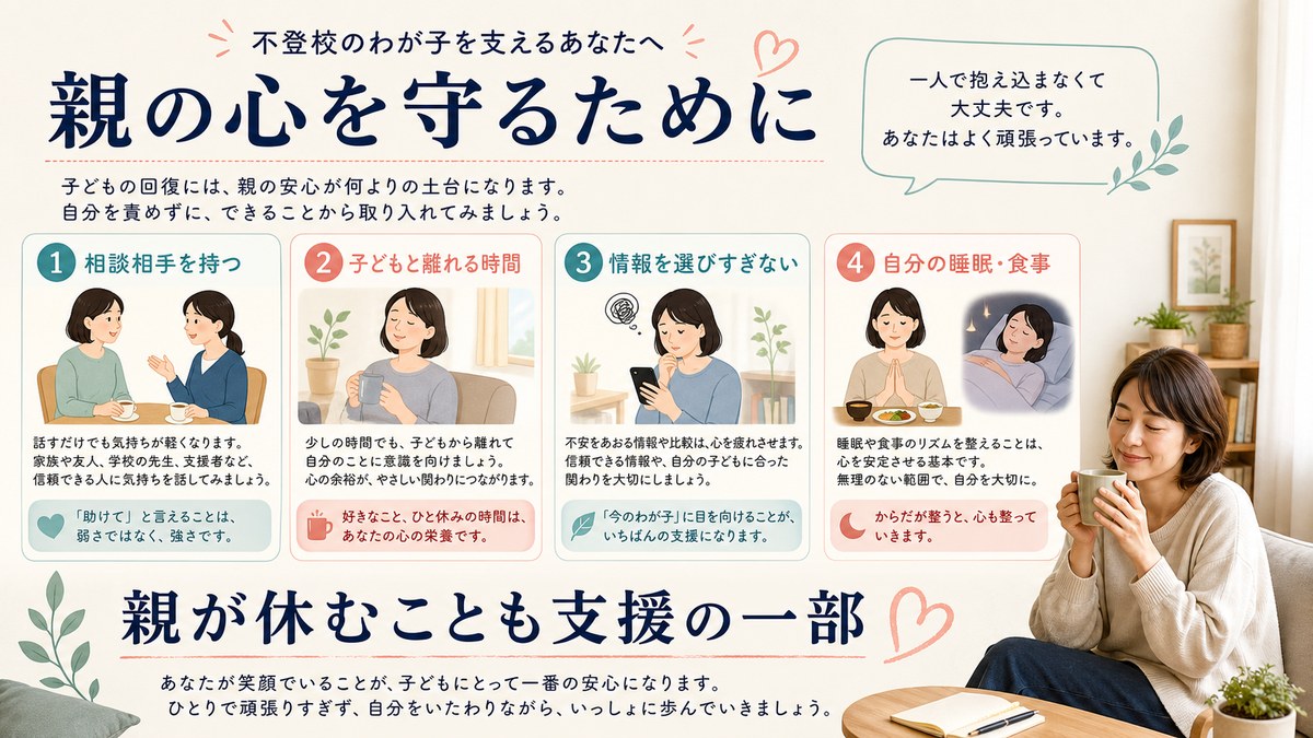 相談・休息・目標変更・受診で親を支える四つの実務