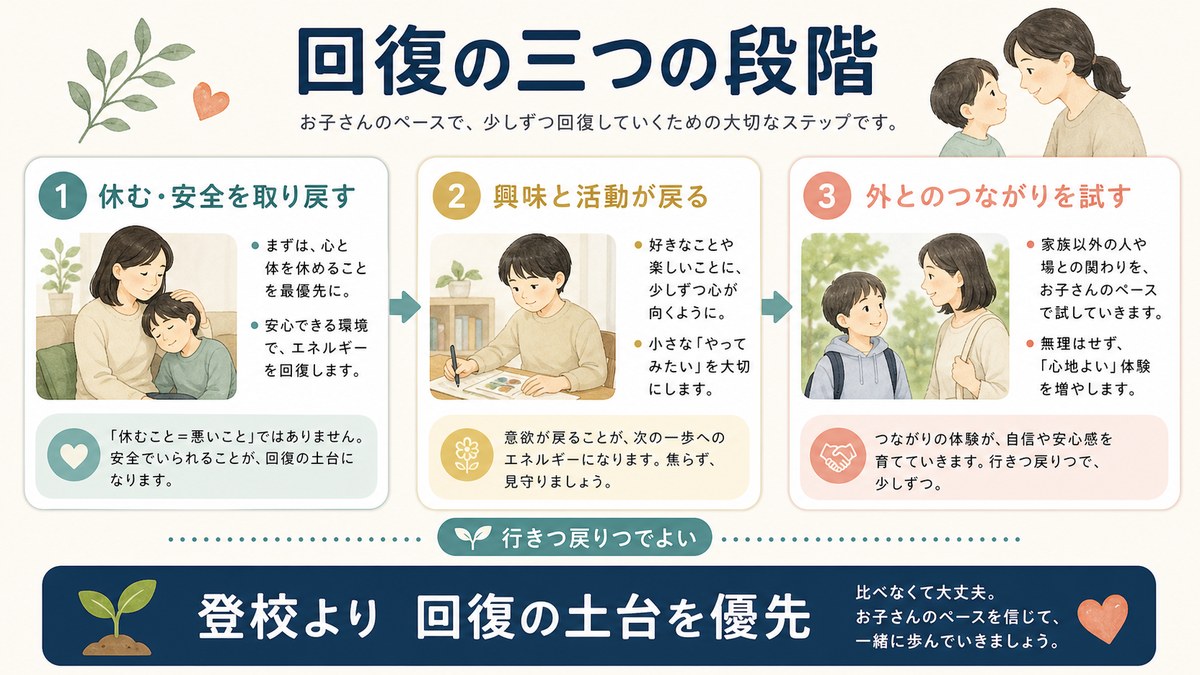 休息・回復・助走を示す3段階