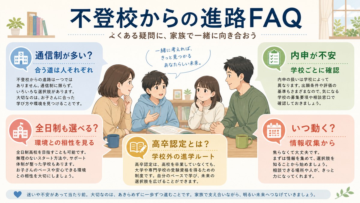 中学卒業後の進路・出願時期・高卒認定について相談する親子