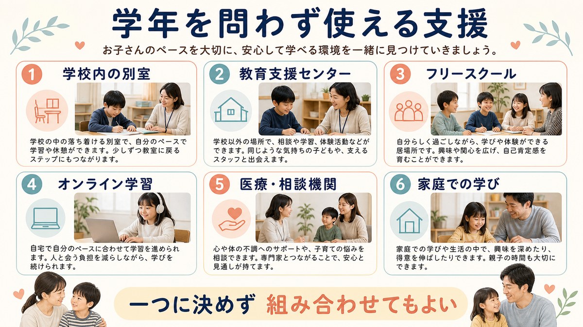 家庭・別室・地域・オンラインの選択肢