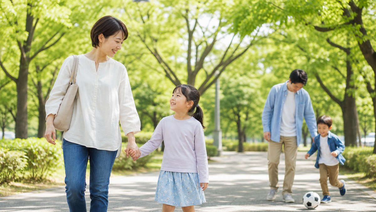 必要に応じて時間を配分し穏やかに過ごす日本人家族