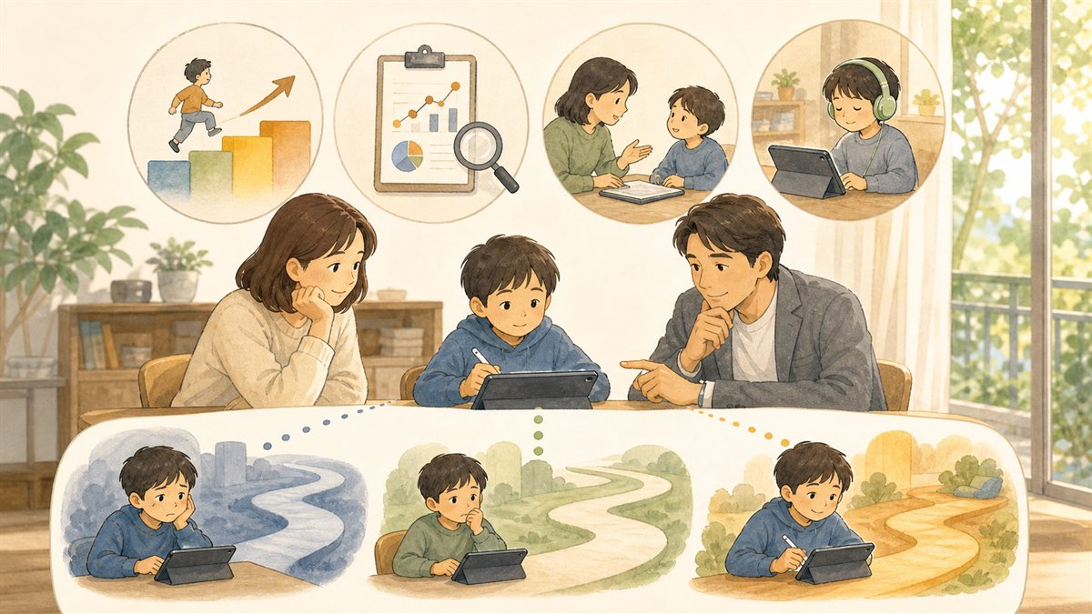 四つの軸を比べ無料体験で本人の反応を確かめる親子