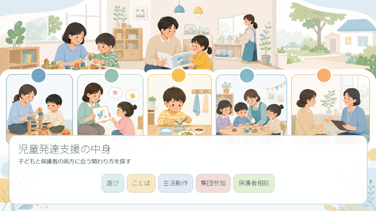児童発達支援で行う5つの支援を示す図