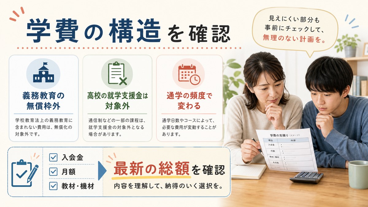 学習方法・通学・端末・交通などの費用構造と支援制度の確認点