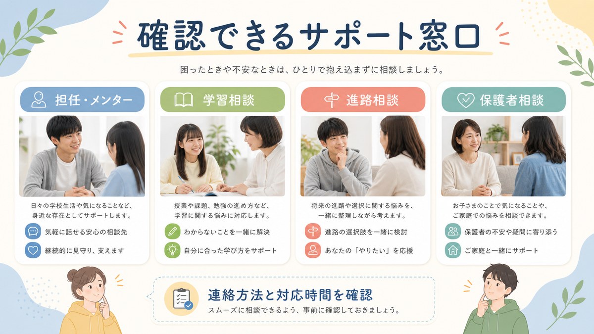 心理職・オンライン相談・複数メンター・保護者連携の四つの支援経路