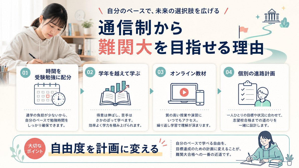 時間の自由・活動実績・個別進路支援を組み合わせる高校生