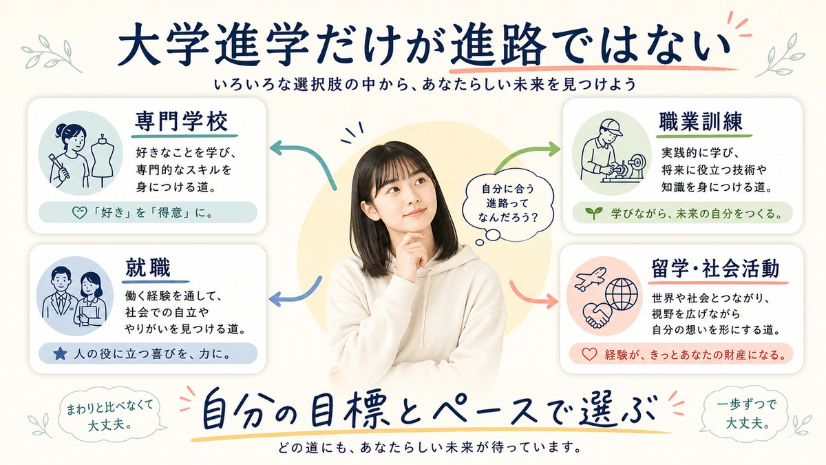 大学・専門学校・就職・留学を同じ価値の選択肢として比べる生徒