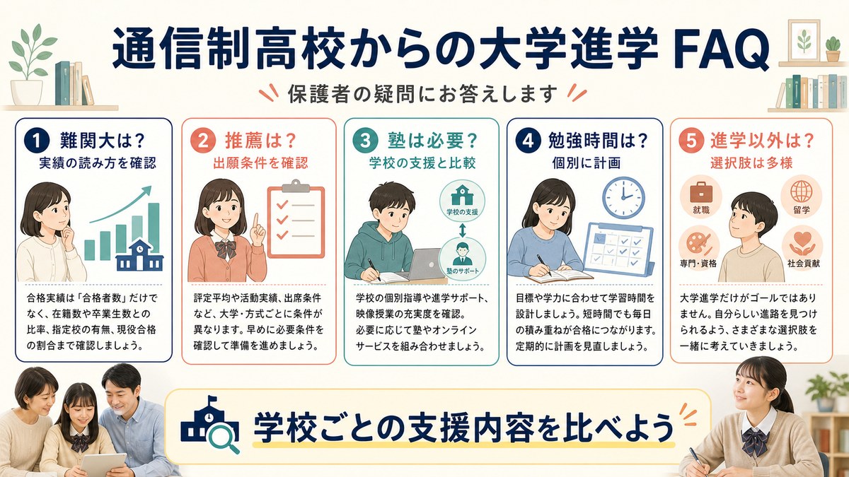 推薦・塾併用・受験資格・再出発・理系進学を相談する家族