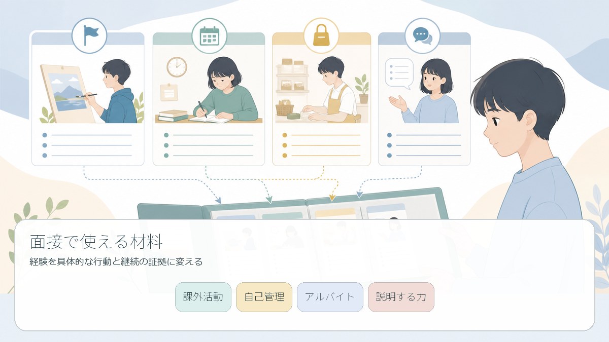 通信制高校での経験を就職面接の材料に整理する図