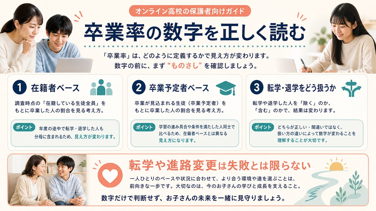 入学者全体・転学者除外・最終学年到達者で異なる三つの集計範囲
