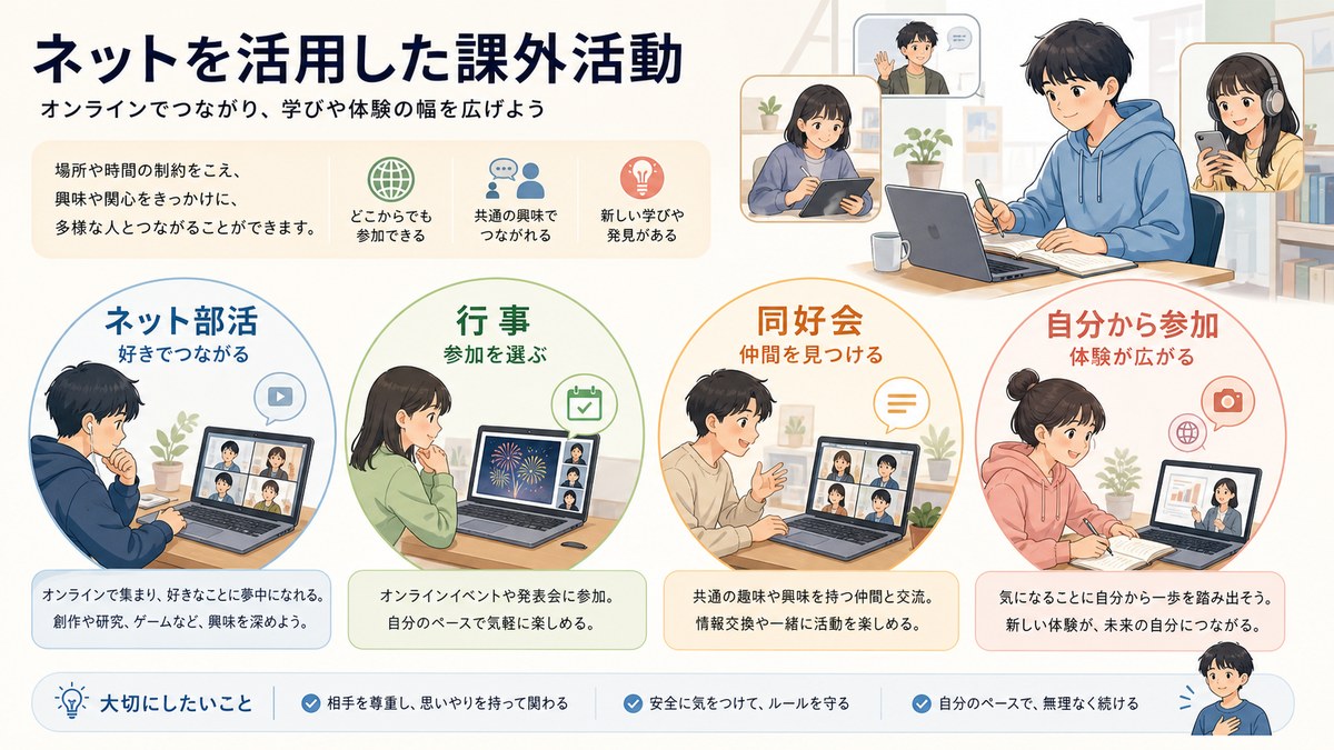 eスポーツ・起業・研究・創作などのオンライン課外活動に参加する生徒の図