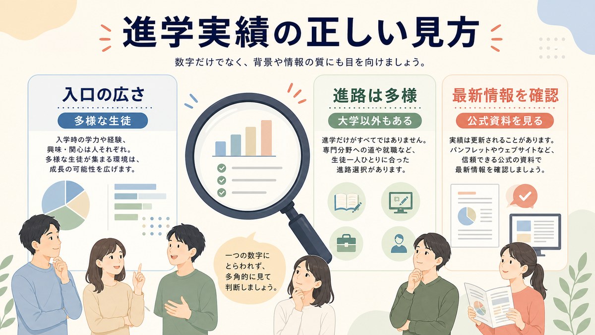 進学実績を在籍規模・支援内容・学習経路と合わせて確認する親子