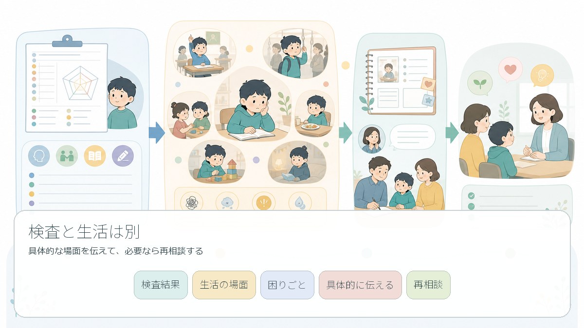 検査結果と生活上の困りごとを分けて考える図