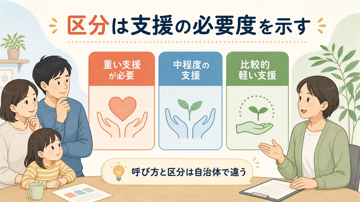 重度・中度・軽度を優劣ではなく必要な支援の強さで比べる図