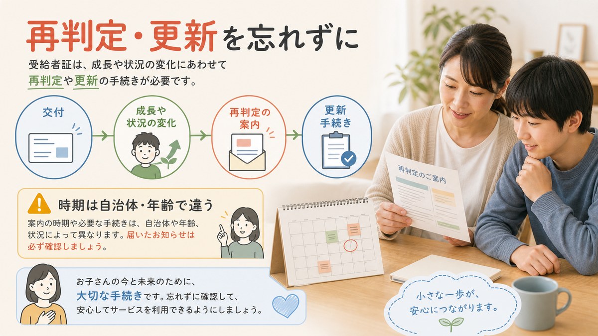 成長段階ごとに再判定を受け成人相談機関へ引き継ぐ流れ