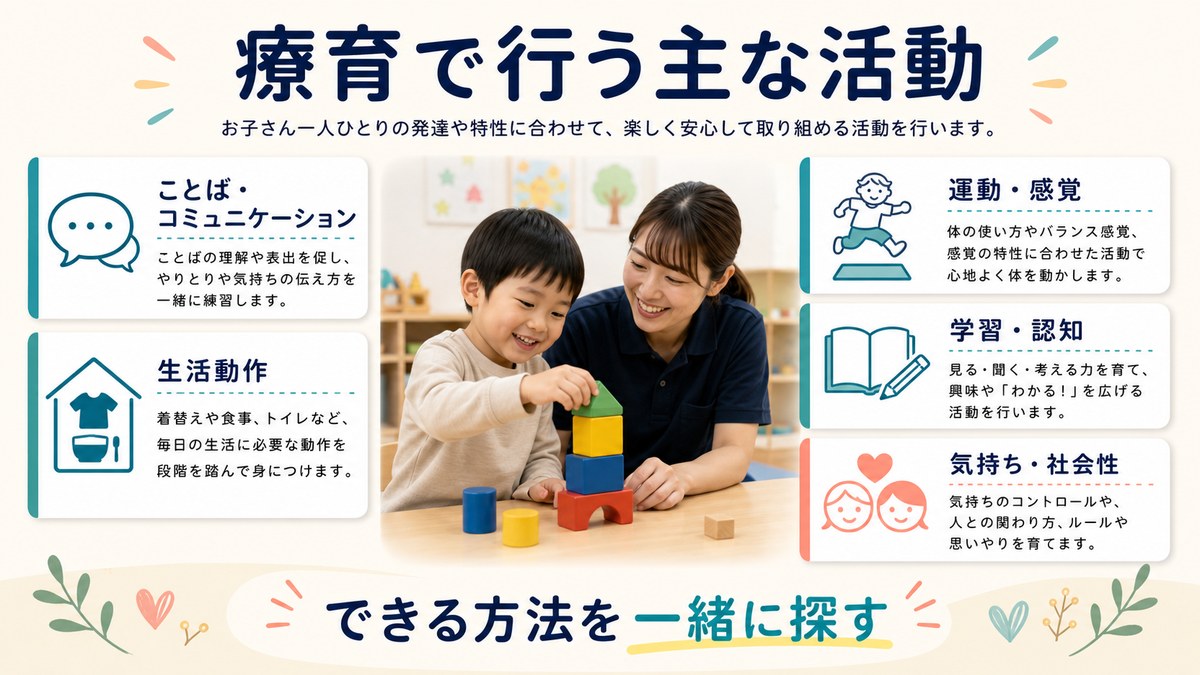 個別・小集団・専門職・家族支援の代表的な活動