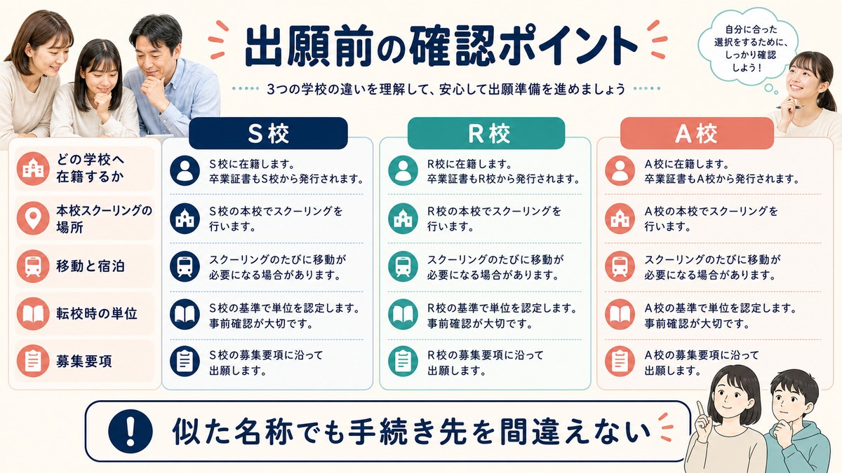 出願前の確認項目をチェックする日本人家族