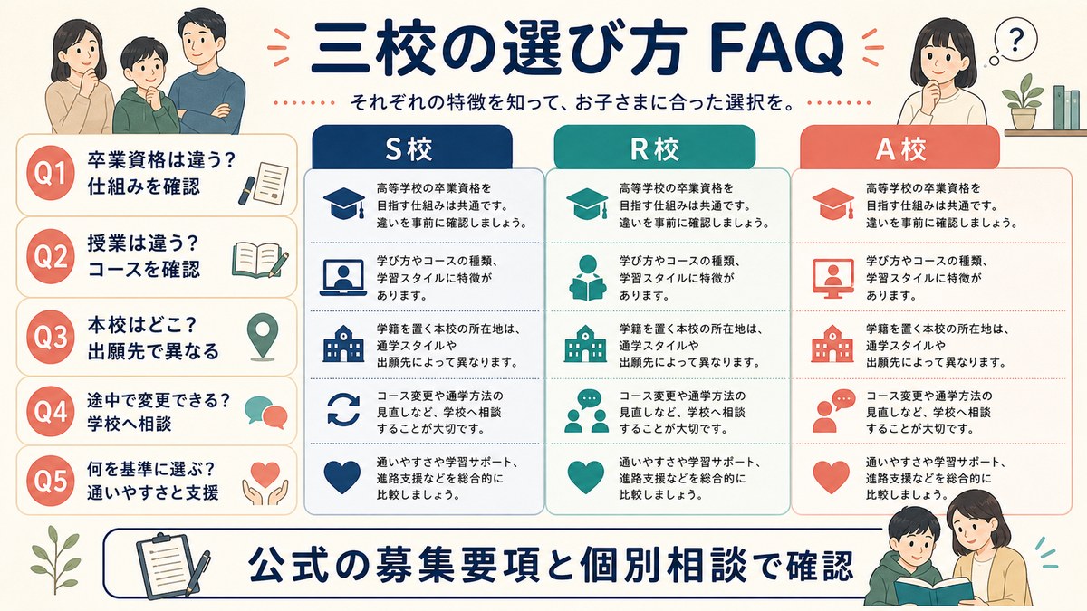 進路の疑問を日本人相談員に尋ねる親子
