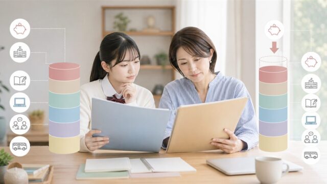 公立・私立の通信制高校で授業料以外の費用まで比較する高校生と保護者