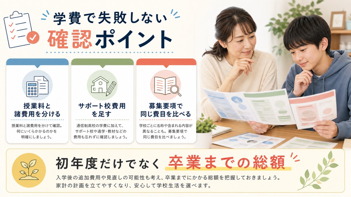 残る費目・通学頻度・支援の適用方法を同じ条件で比べる親子