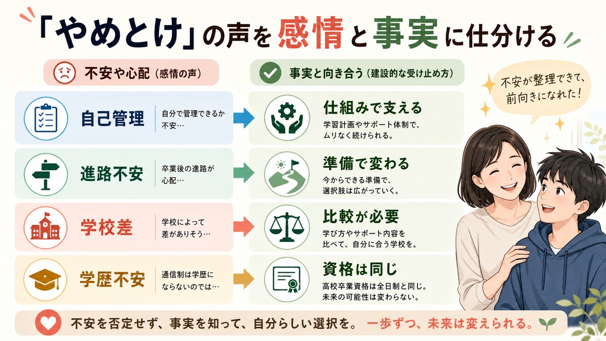 通信制高校のやめとけと言われる5つの理由を実態別に仕分ける親子