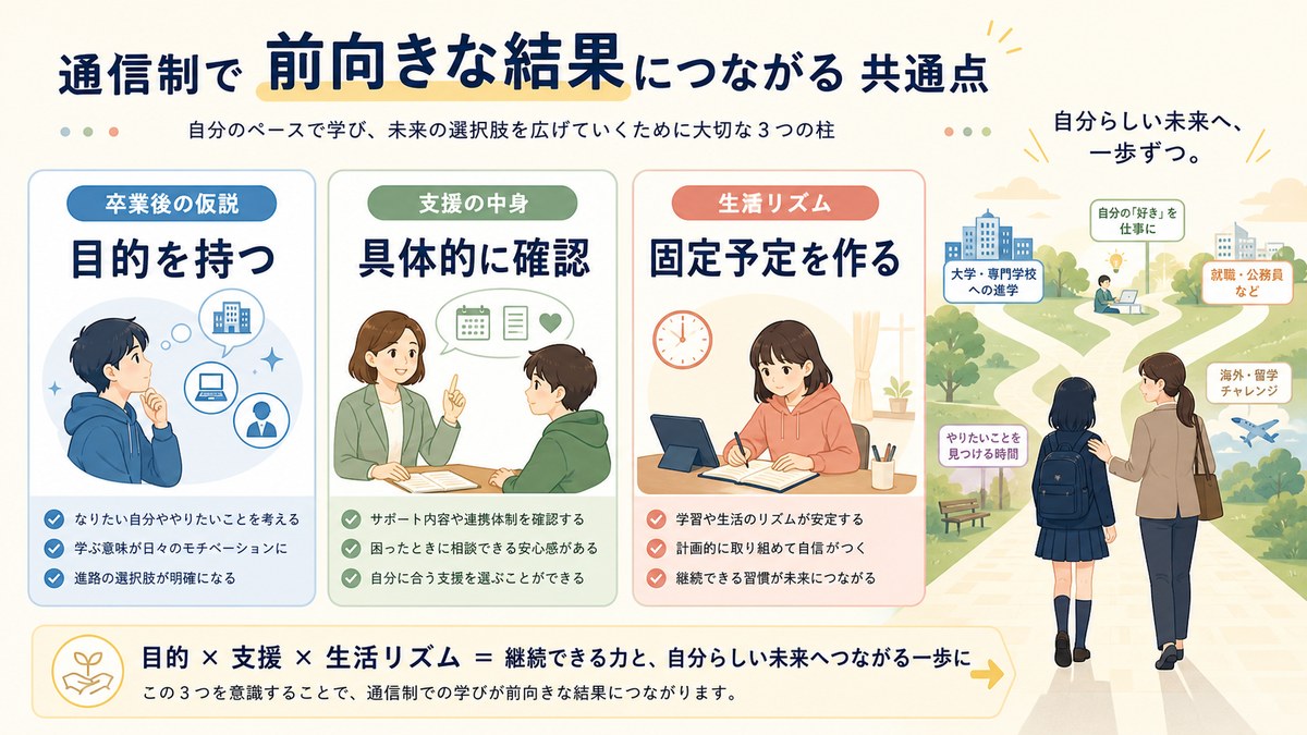 進路の仮説・サポート・生活リズムが次の進路につながる様子