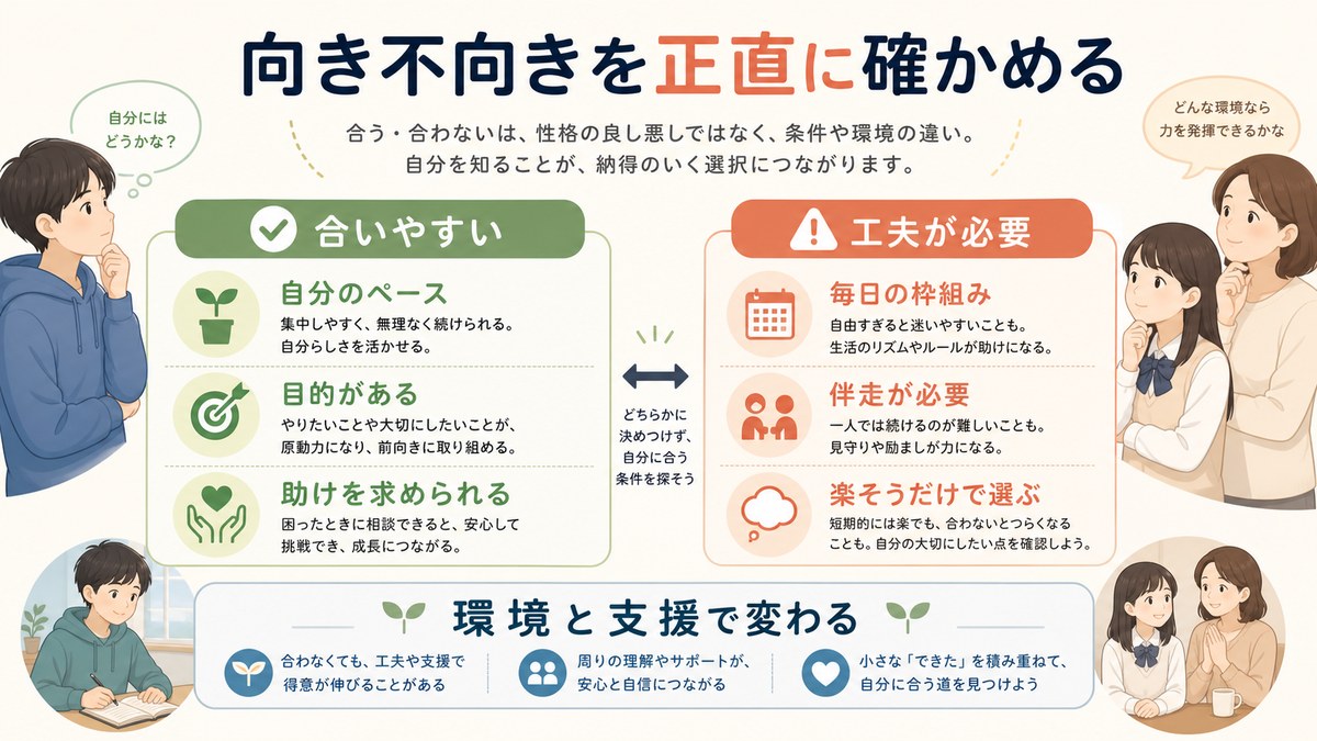 通信制・通学型・公的支援など複数の進路を相談する高校生と保護者