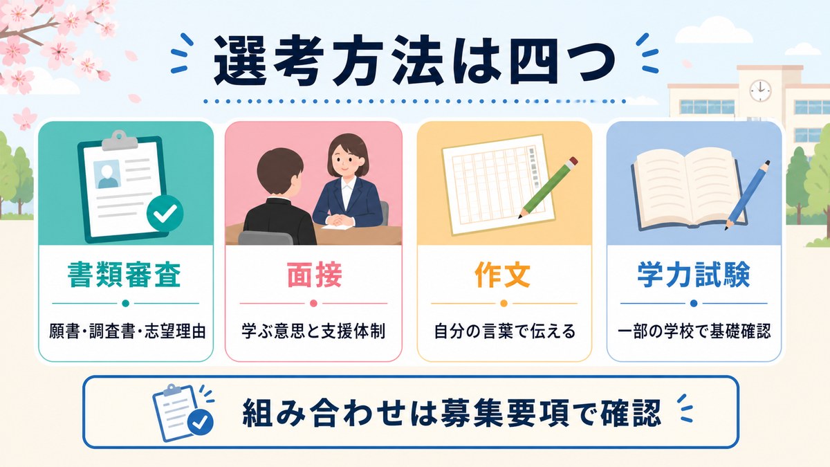 通信制高校で用いられる4つの選考方法