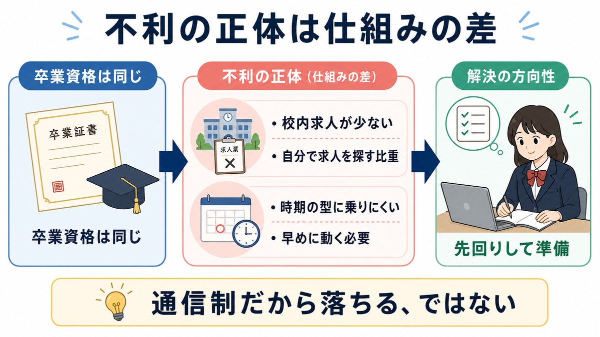 通信制高校の就職で起こりやすい構造的な不利と対策