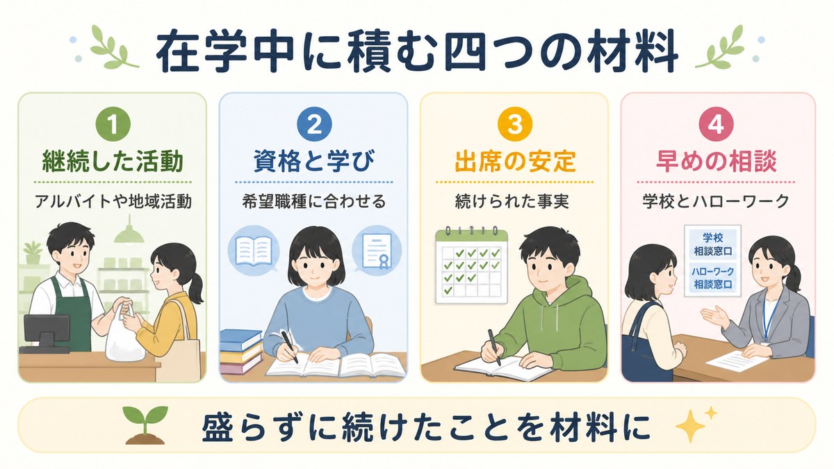 就職活動前に準備する応募書類・経験・生活・相談先の4項目