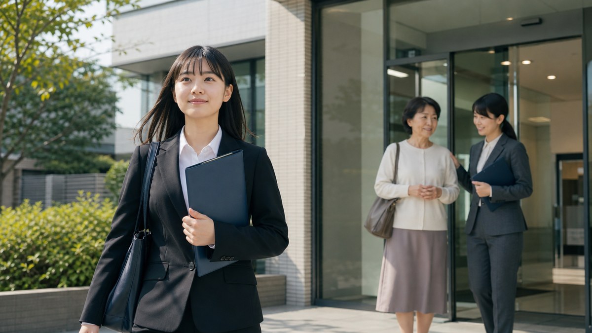 準備を整えて就職活動の次の一歩へ進む日本人の高校生