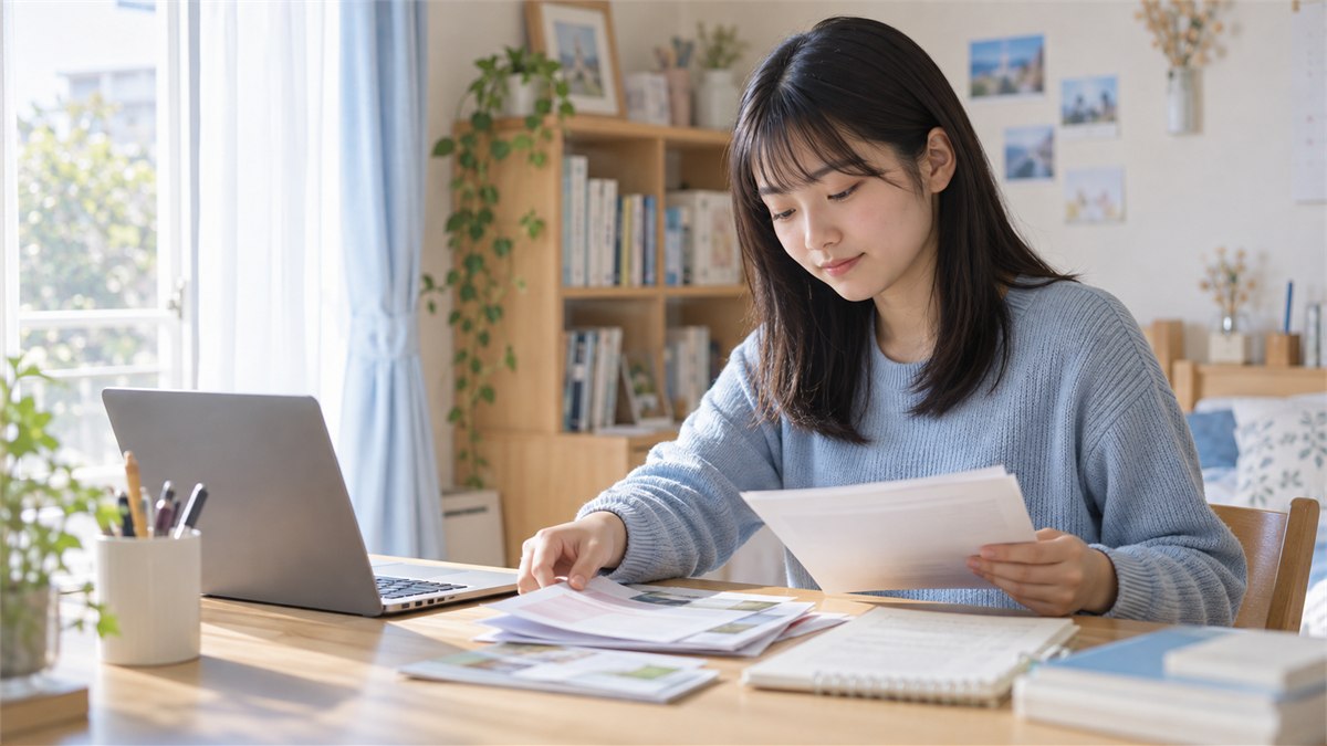 口コミだけで決めず資料と確認事項を整理する日本人高校生