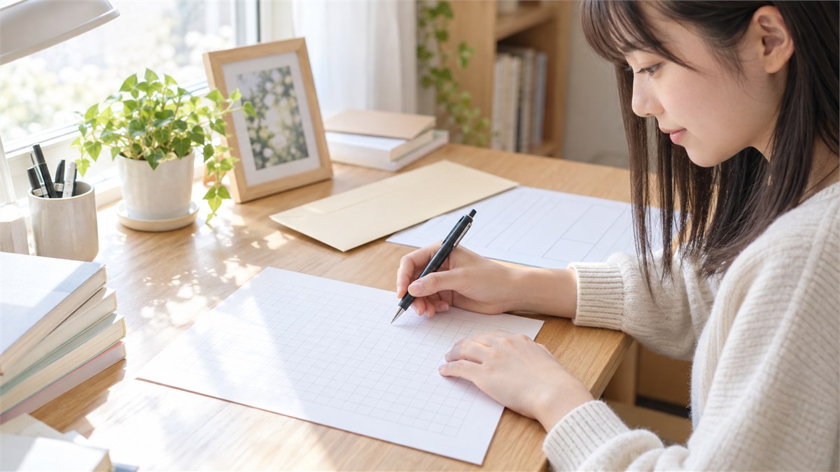 作文と出願書類を落ち着いて準備する日本人高校生