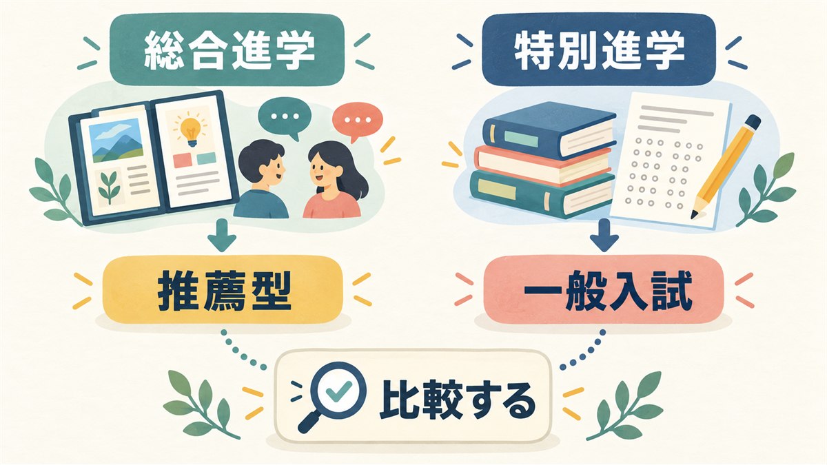 総合進学と特別進学の進路の違いを整理する図