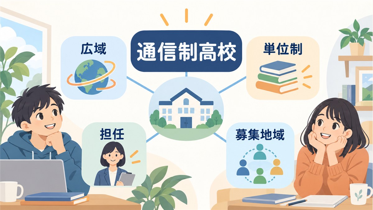 通信制高校・広域・単位制・担任・募集地域の関係を整理した図