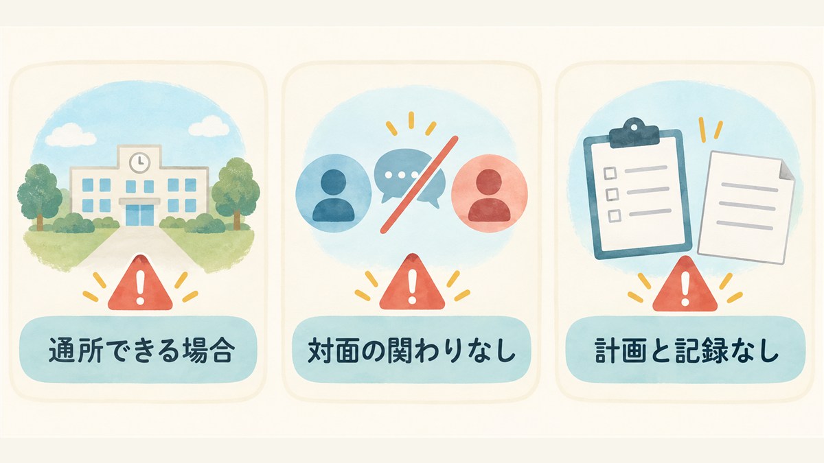 通所・対面の関わり・計画と記録を確認する図