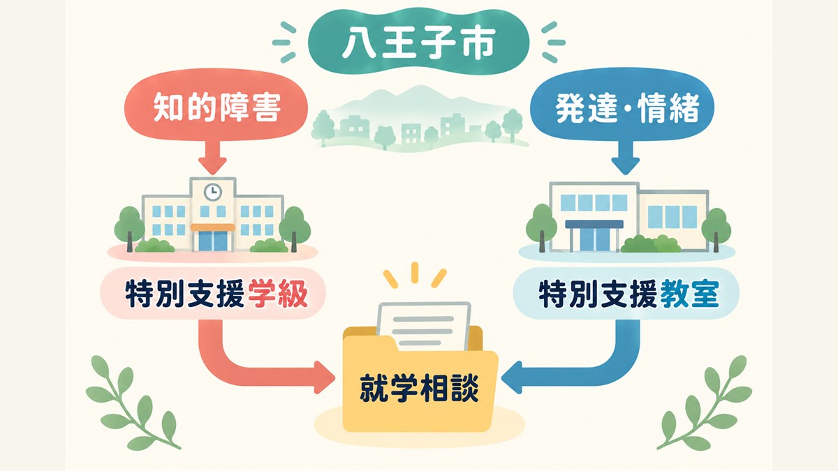 八王子市の特別支援学級と特別支援教室の選択肢を示す図