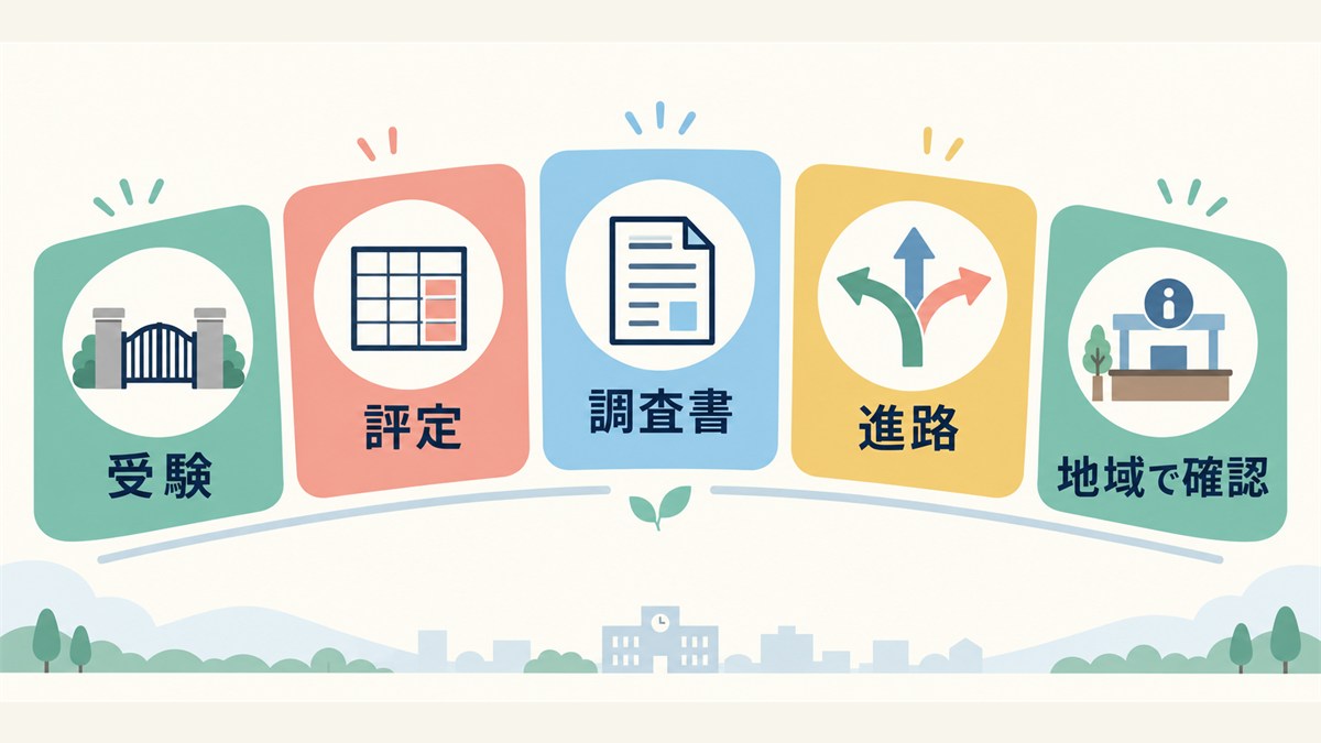 受験・評定・調査書・進路を地域の情報で確認する図