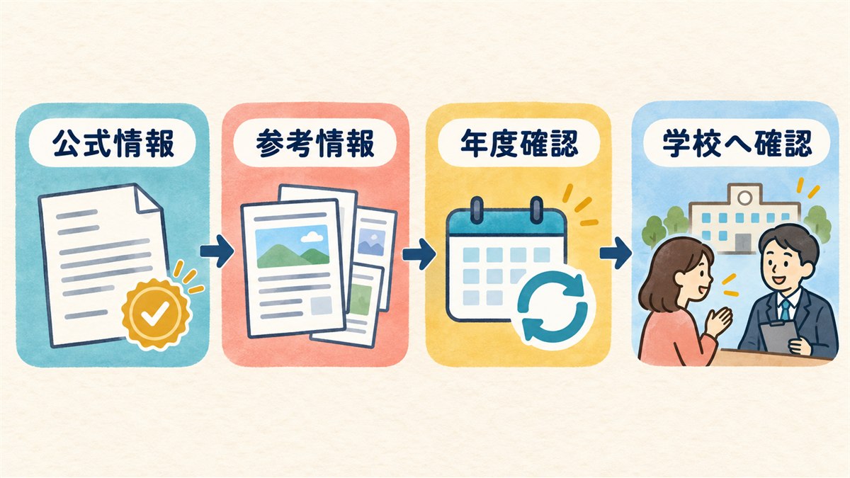 公式情報と参考情報を分けて最新年度を確認する図