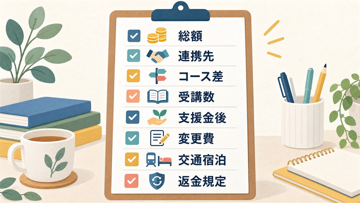 学費問い合わせで確認する八項目のチェックリスト図