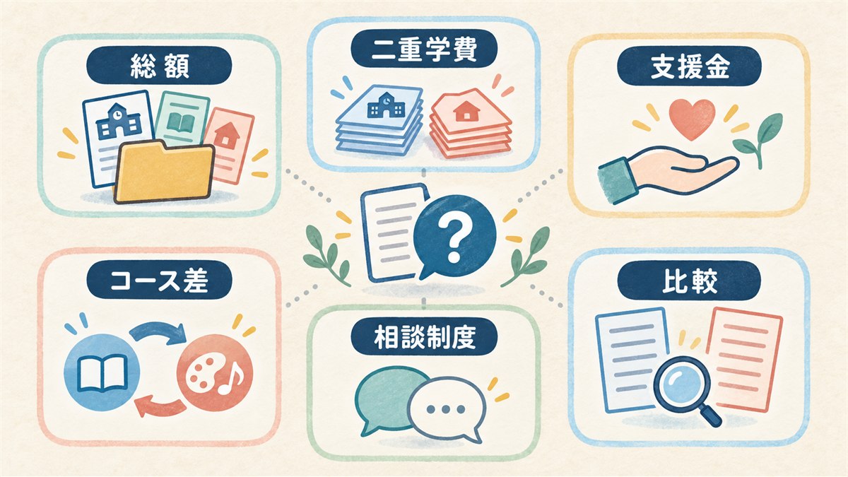 二重学費や支援金などの質問を整理したFAQ図