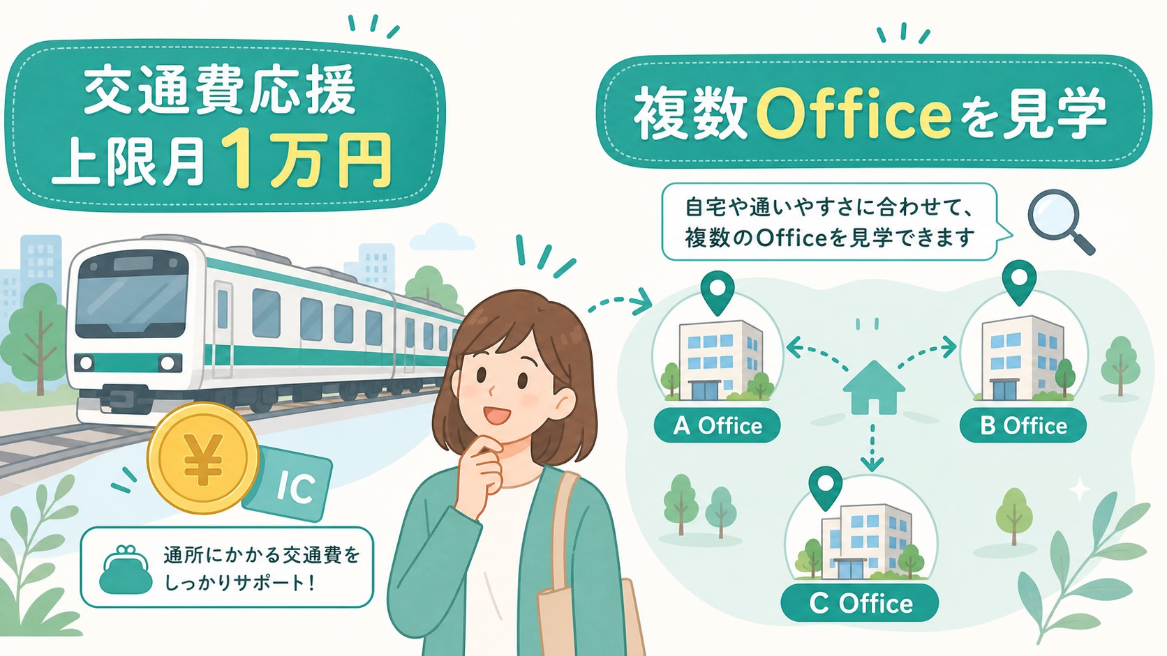 多摩エリアから通うときのポイント|交通費応援で近隣市もカバー
