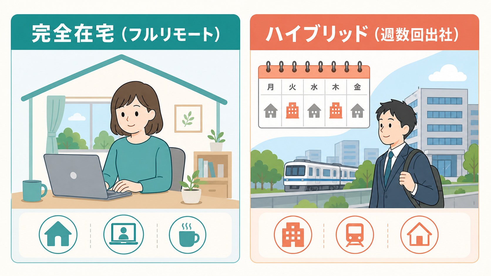 完全在宅とハイブリッドの違い