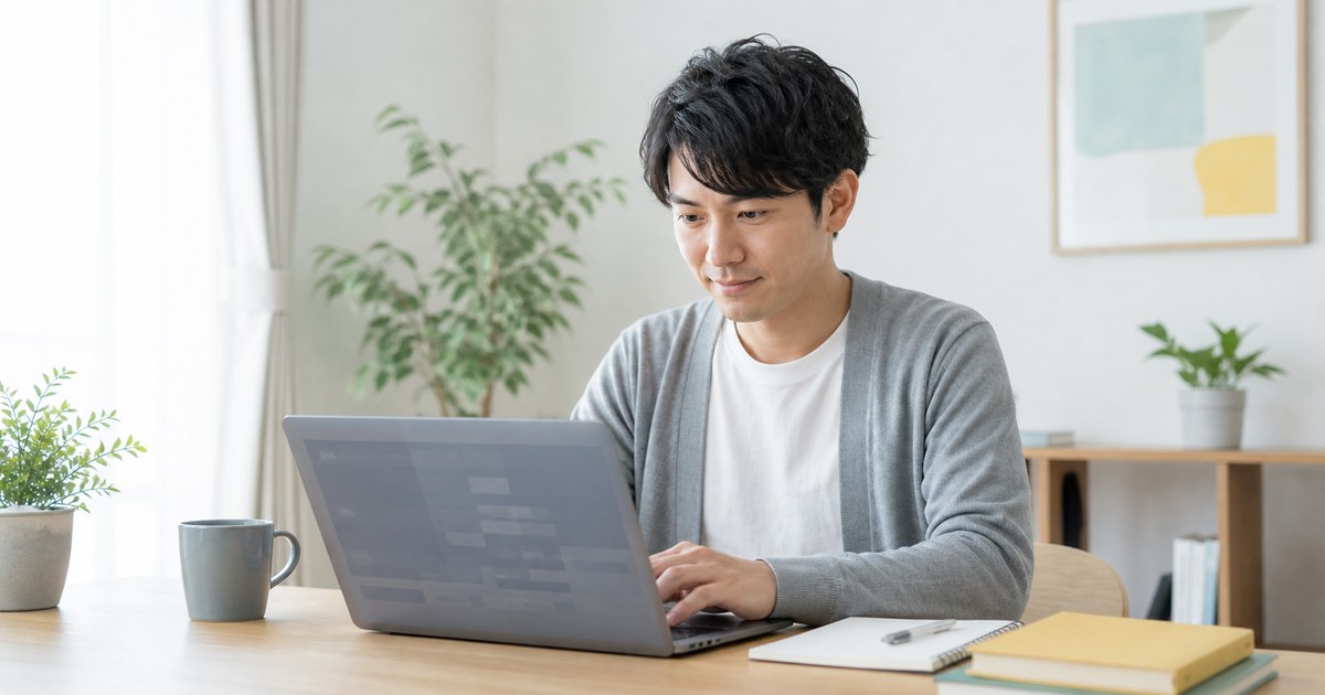 障害者雇用でIT職を目指しパソコンで学ぶ日本人の社会人