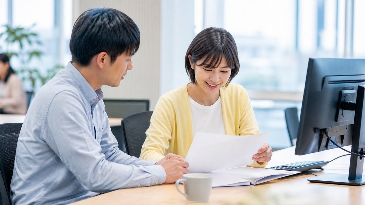 オフィスワークを想定した書類作成訓練に取り組む日本人の利用者