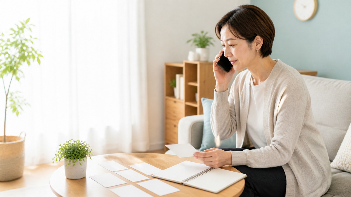 家族についての疑問をカードに整理し電話相談する人