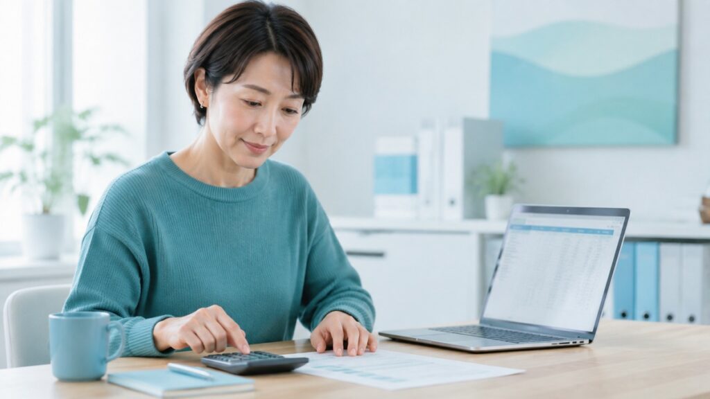 道具と手順を使って数字を含む仕事を落ち着いて進める日本人の会社員